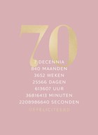 Verjaardagskaart 70 roze gouden letters